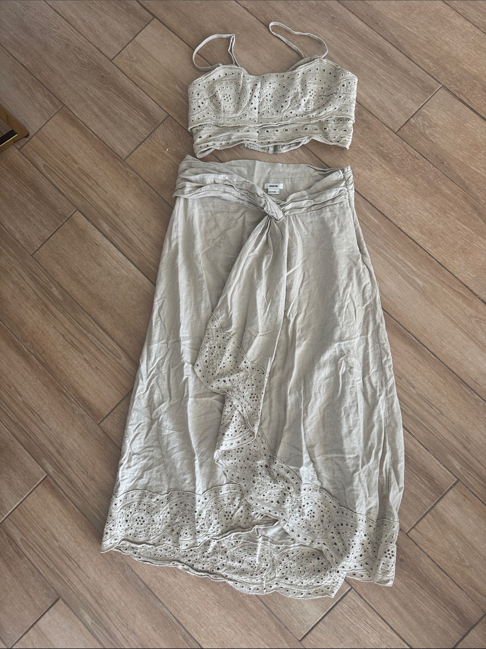 Jason Wu Cream line. Eyelet-Trim Maxi Skirt and top set